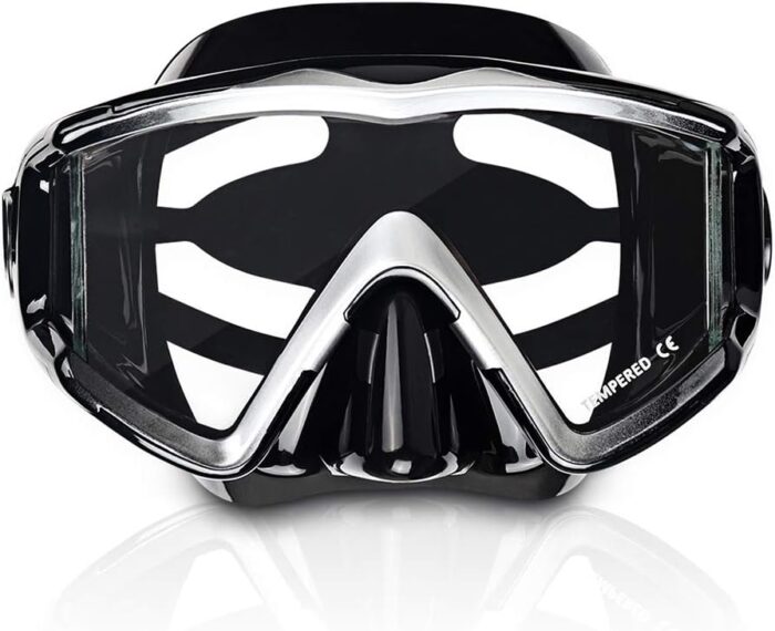 Adult Pano 3 Scuba Diving Mask, Tempered Glass Snorkel Mask Anti-Fog Swim Mask No Leakage Swim Goggles with Nose Cover Snorkeling Gear for Snorkeling, Freediving, Swimming - Image 2