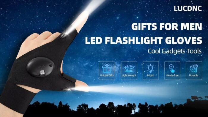 Gifts for Men Stocking Stuffers for Adults LED Flashlight Gloves Cool Gadgets Tools Outdoor Hands Free Flashlights for Fishing Repairing Camping Unique Men Birthday Christmas Gifts - Image 7