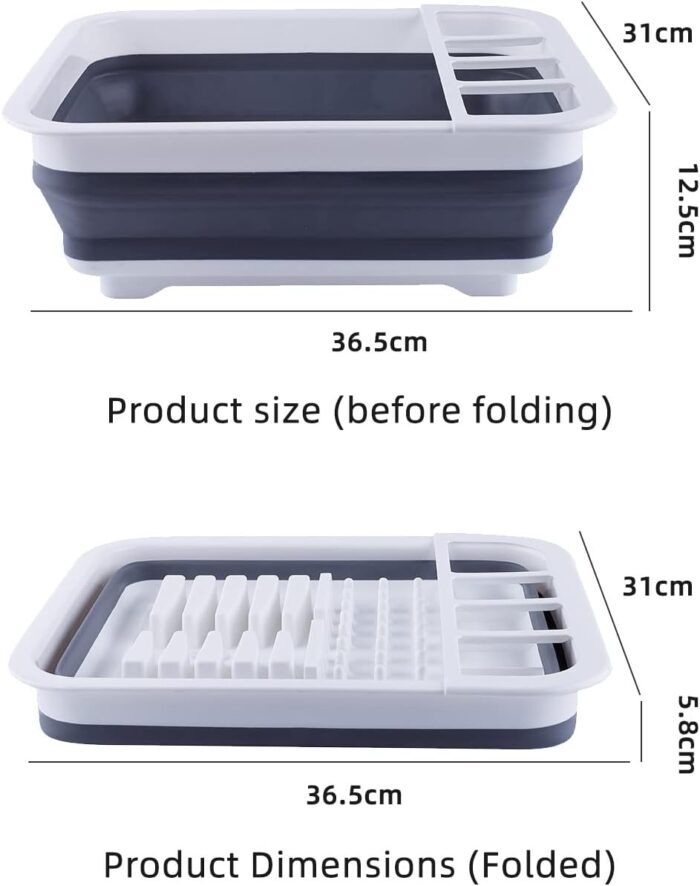 THANSTAR Collapsible Dish Drainer Portable Dinnerware Drainer Organizer for Kitchen RV Campers Travel Trailer Space Saving Kitchen Storage Tray - Image 2