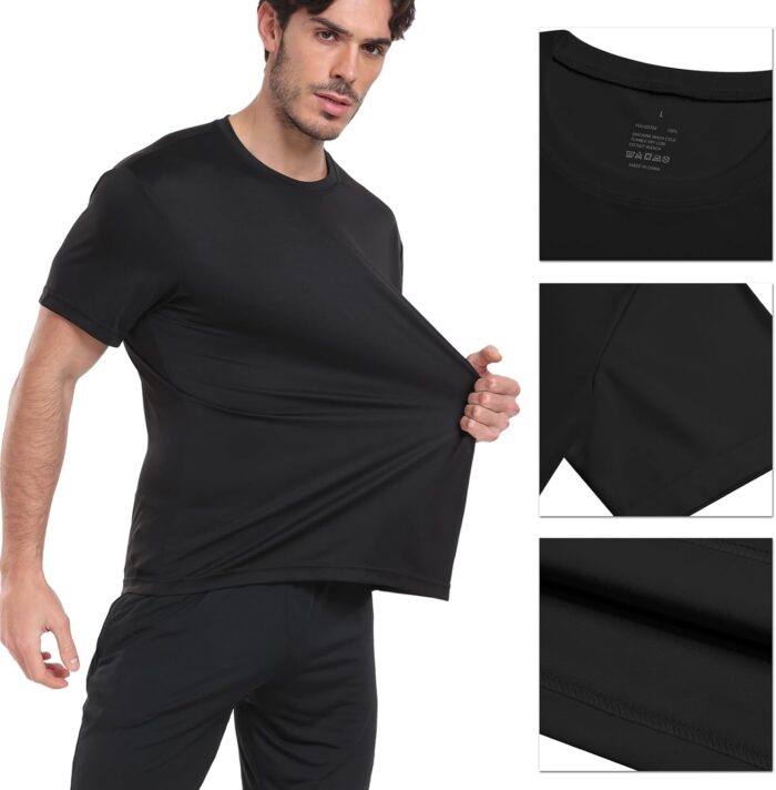 1/5 Pack Workout Shirts for Men Athletic Running Gym Quick Dry Short Sleeve Performance Moisture Wicking T Shirt - Image 3