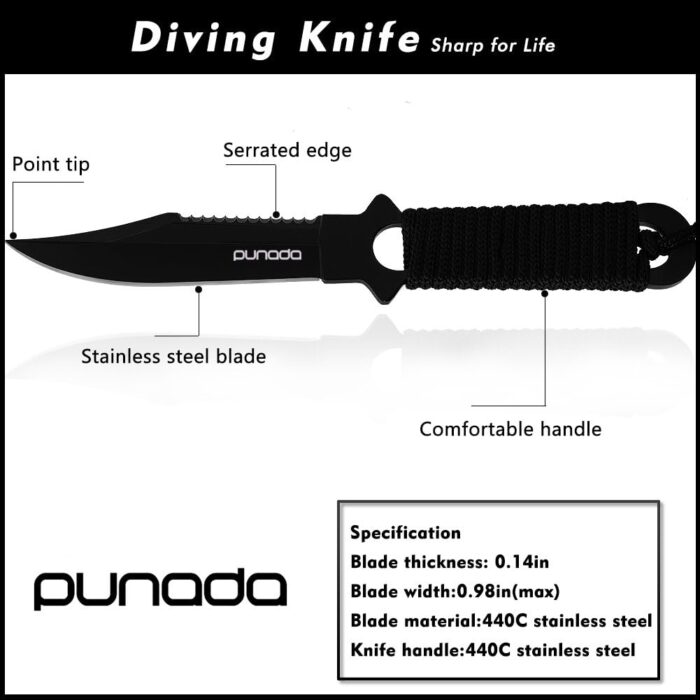 Dive Knife - Scuba Diving Knife with holster, 2 Types Sheath 2 Pairs Thigh Leg Straps, Black Premium Divers Knives Shears for Outdoor Spearfishing, Snorkeling - Image 2
