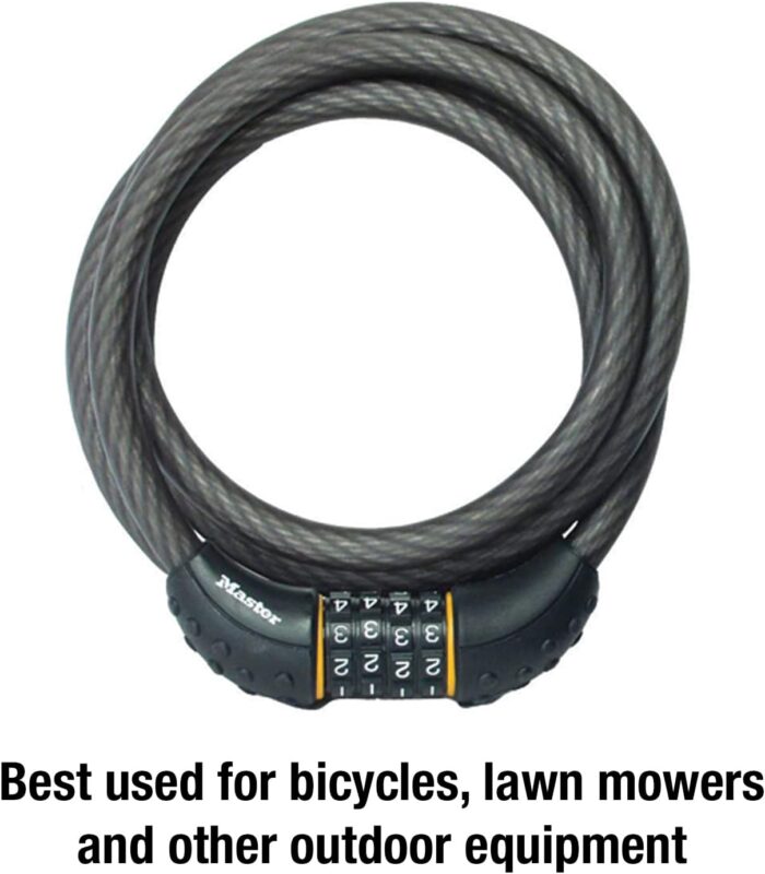 Master Lock Cable Lock, Set Your Own Combination Bike Lock, 6 ft. Long, Black, 8122D - Image 3
