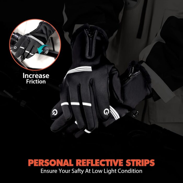Hikenture Winter Cycling Gloves for Men and Women - Thermal Full Finger Bike Gloves - Touch Screen Windproof Warm Non-Slip Road Mountain Bicycle Gloves for Running,Driving,Hiking,and Skiing - Image 3