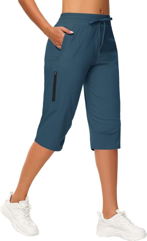 Women's Long Shorts 15" Below The Knee Capri Hiking Shorts Quick Dry Lightweight Outdoor Casual Crop Pants Cargo