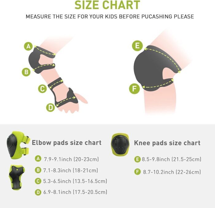 KUYOU Kids Knee Pads Elbow Pads Guards Protective Gear Set Safety Gear for Roller Skates Cycling BMX Bike Skateboard Inline Skatings Scooter Riding Sports. - Image 7