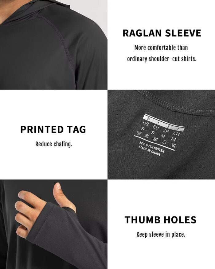 Boladeci Men's UPF 50+ Sun Protection Lightweight Hoodie Shirts Long Sleeve Fishing Shirts SPF UV Hiking Swim - Image 6