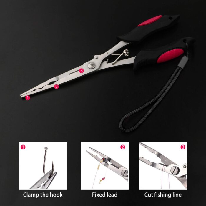 Hikary Long Nose Fishing Pliers,Ice Fishing Gear,Stainless Steel Hook Remover Braid Cutter Rustproof Fishing Multi-Tools Fishing Gripper for Freshwater Saltwater - Image 4