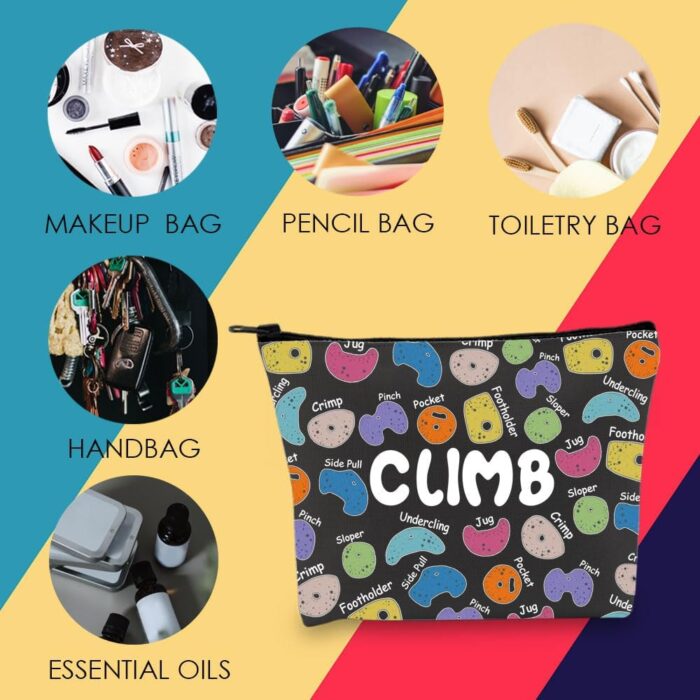 MNIGIU Rock Climber Gift for Women Rock Climbing Cosmetic Bag Climb Gift Rock Climbing Bouldering Lover Gift (Climb Black Bag) - Image 7