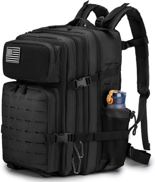 50L Military Tactical Backpack for Men,Water Resistant Day Backpack Molle Army 3 Days Assault Pack Bug Out Bag,Heavy Duty Hiking Treeking Rucksack Black