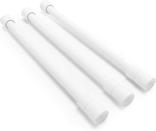 Camco 17" RV Refrigerator Bar | Holds Food and Drinks in Place During Travel and Helps Stop Messy Spills | Spring Loaded | 10-inches to 17-inches | White (3 Pack) (44063)