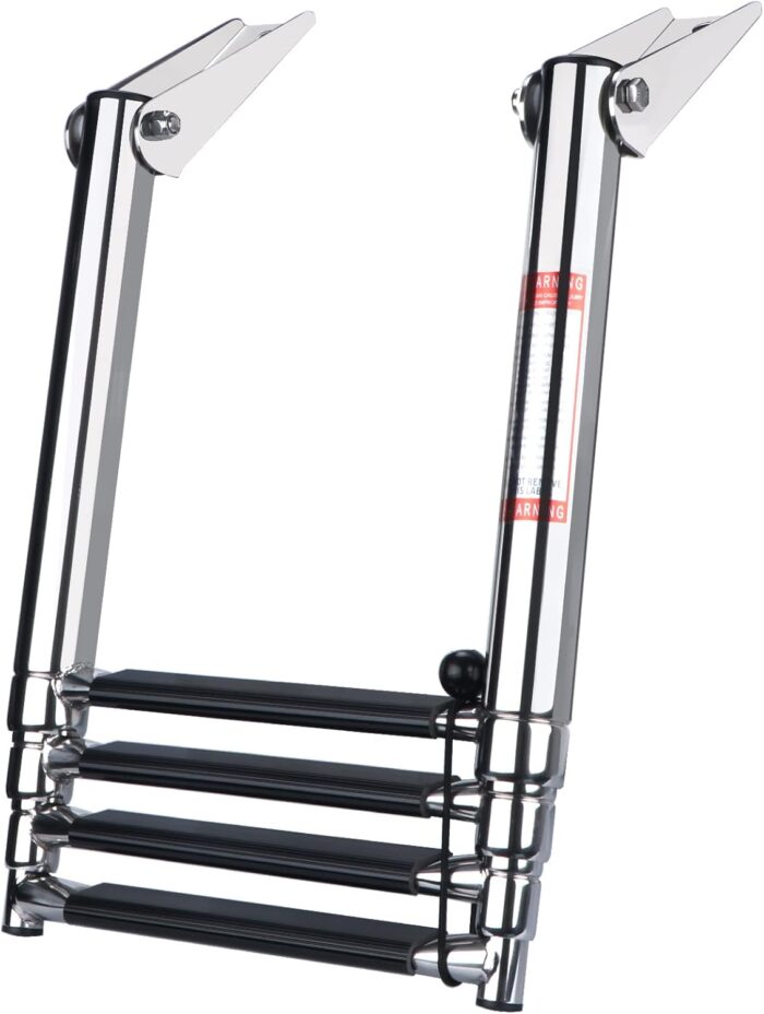 4 Step Boat Ladder, Stainless Steel Telescopic 4 Step Pontoon Boat Ladder, Extendable Dock Ladder for a Pontoon, Max. Load 900 Pound Capacity Marine Telescoping Ladder for Boat Yacht - Image 8