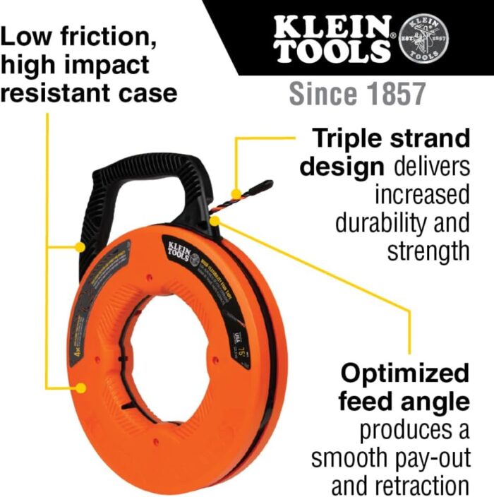 Klein Tools 50375 75-Foot Fish Tape, Hi-Flex Polyester, Electrical Wire Pulling Solution for Flexibility and Strength - Image 2