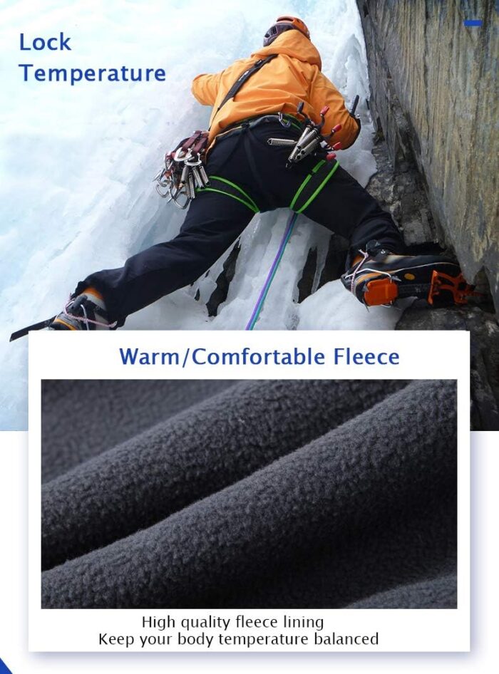 Gash Hao Mens Snow Ski Waterproof Softshell Snowboard Pants Outdoor Hiking Fleece Lined Zipper Bottom Leg - Image 2