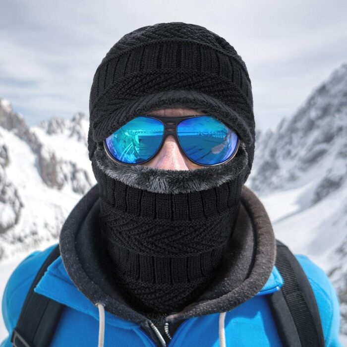 Winter Knitted Balaclava Beanie Hat Warm Cycling Ski Mask, Women Windproof Hood, Balaclavas Heavyweight Thermal Fleece - Image 6