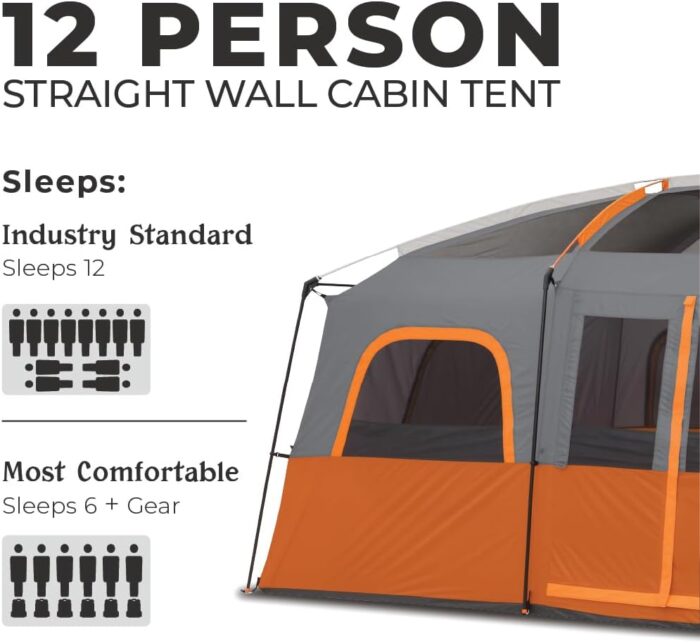 CORE Tent for Family Camping | 10 Person / 11 Person / 12 Person Large Multi Room Cabin Tents for Car Camping & Outdoor Adventures - Image 2