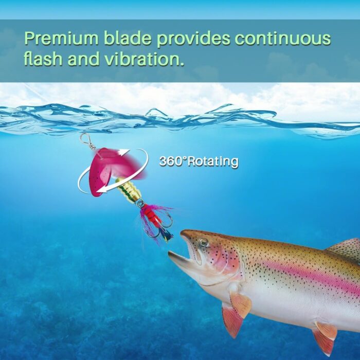 FouceClaus 10pcs Spinner Lures Baits with Tackle Box, Bass Trout Salmon Hard Metal Rooster Tail Fishing Lures Kit - Image 5