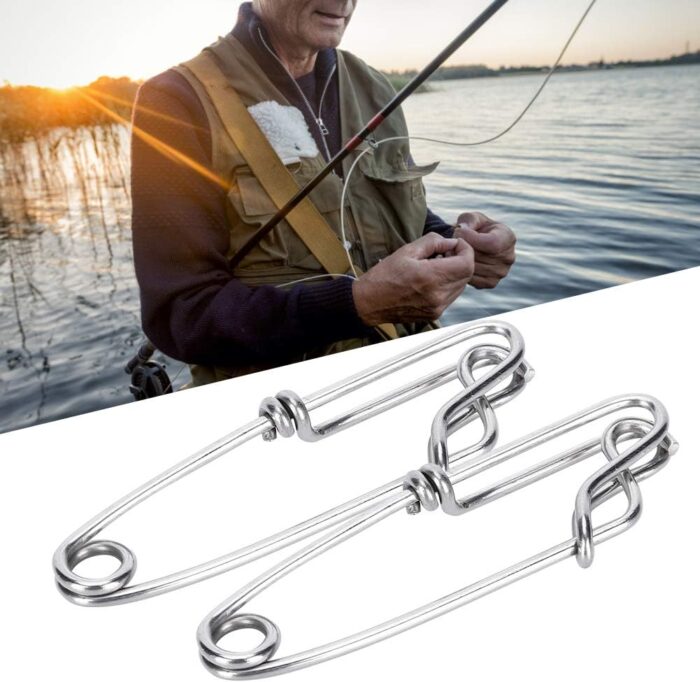 Fishing Clips, Pack of 15 Stainless Steel Tuna Clips Longline Branch Hangers Snap Fishing Tackle Connector Fishing Accessory Easy On Off Mountaineering Camping Supplies - Image 3