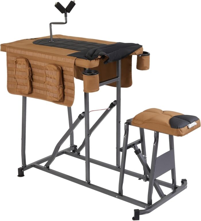 TR Magnum Precision Portable Shooting Bench Seat with Table Gun Rest, Shot Bag and Front Rest Included, Steel and Brown, Extra Large - Image 7