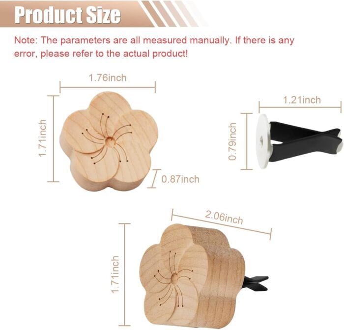 Wood Flower Essential Oil Diffuser, Car Air Freshener Vent Clip Aromatherapy Diffuser, Car Diffusers for Essential Oils, Car Diffuser Clip for Car Office Bedroom (Light-1 Pack) - Image 2