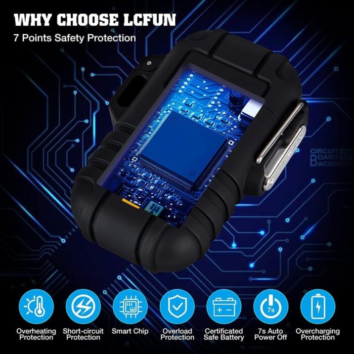 LcFun Waterproof Electric Lighter Windproof Dual Arc USB Rechargeable Flameless Plasma Lighters for Camping Hiking Survival Tactical Gear Gifts for Men Fathers Husband - Image 5
