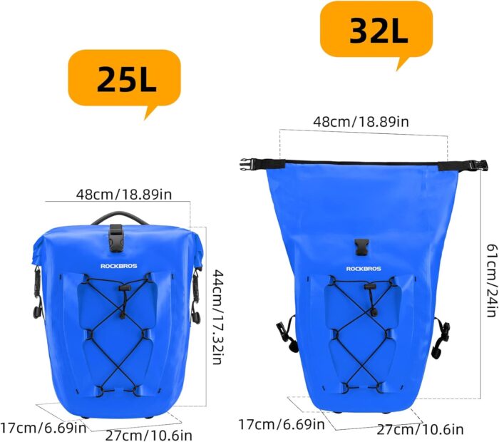 ROCKBROS Bike Panniers Waterproof Bike Rear Rack Bag Max 30L Large Capacity Bike Rear Panniers for Cycling Traveling Commuting - Image 6