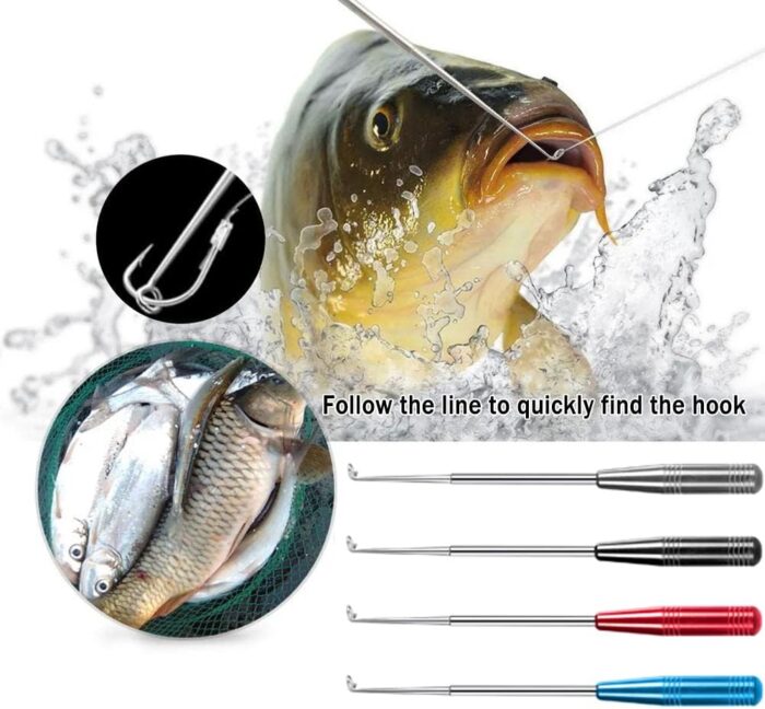 Fish Hook Remover Tool, Fishing Hook Quick Removal Descending Device, Fishing Gear Security Equipment Kits for Adult, Hook Extractor Accessories Detacher Tools with 4PCS Storage Tube - Image 7