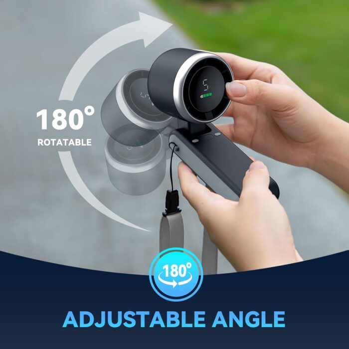 Portable Handheld Turbo Fan, 5 Gear Wind, Battery Operated, Up to 12 Working Hours, 3 IN 1 Hand Fan with Air Turbo Tech Cooling Fan for Outdoor Activities, Travel, Beach (Black) - Image 7