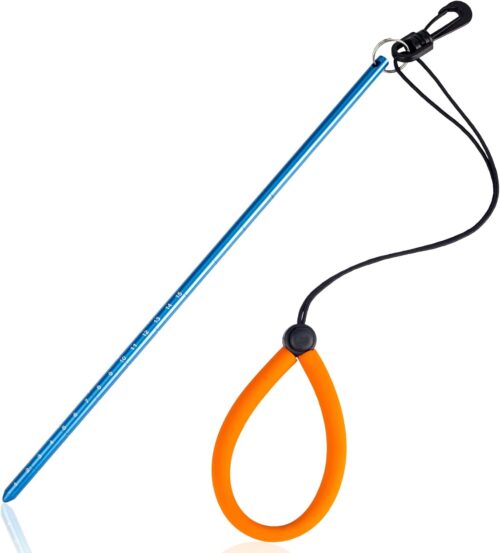 Pecihiko Scuba Diving Stick, 13'' Aluminium Alloy Lobster Tickle Stick Pointer Rod with Measurement, Adjustable Lanyard and Swivel Snap Bolt for Underwater Shaker Noise Maker Snorkeling