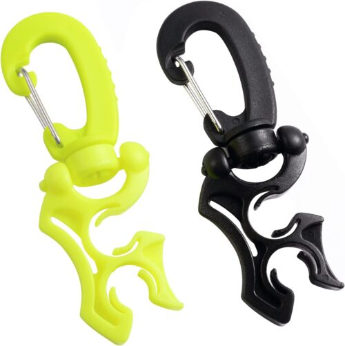 2 Packs Scuba Hose Clip Scuba Diving Hose Holder Clip, Double BCD Dive Hose Holder with Snap Hook Buckle for Snorkeling Scuba Diving Accessories