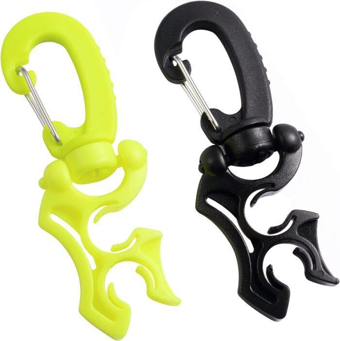 2 Packs Scuba Hose Clip Scuba Diving Hose Holder Clip, Double BCD Dive Hose Holder with Snap Hook Buckle for Snorkeling Scuba Diving Accessories