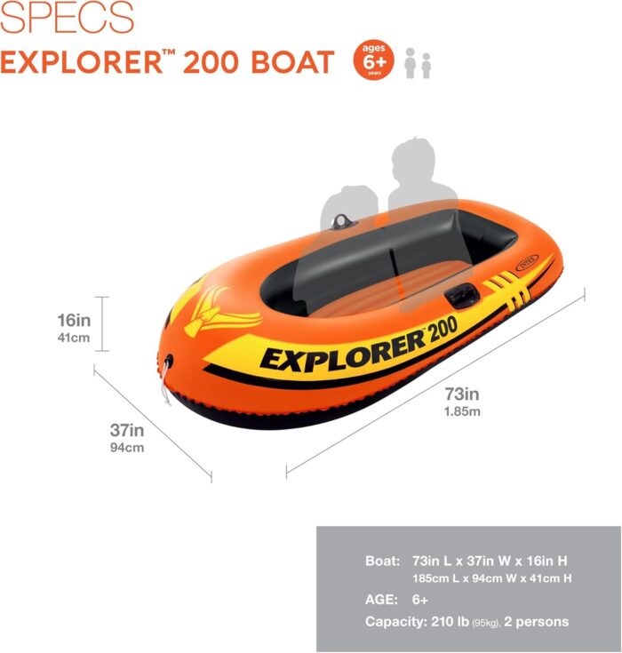 INTEX Explorer Inflatable Boat Series: Dual Air Chambers – Welded Oar Locks – Grab Handles – Bow Rope – Sporty Design - Image 2