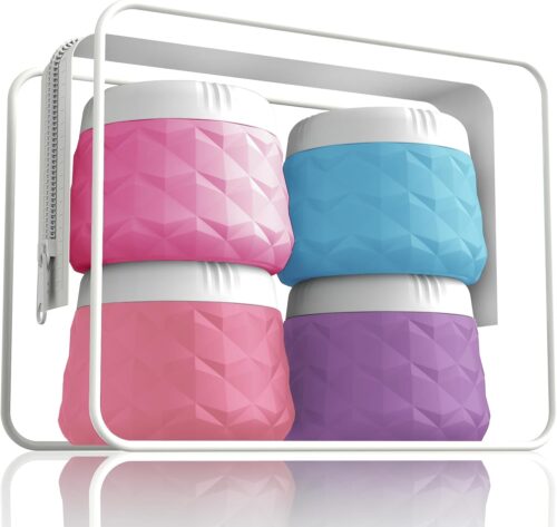 Travel Size Containers for Toiletries, TSA Approved Travel Size Toiletries Silicone Cosmetic Cream Jars, Leak-Proof Refillable Containers W/Clear Bag (VIBRANT, 3OZ)