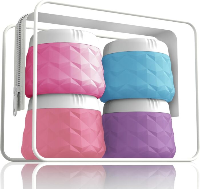 Travel Size Containers for Toiletries, TSA Approved Travel Size Toiletries Silicone Cosmetic Cream Jars, Leak-Proof Refillable Containers W/Clear Bag (VIBRANT, 3OZ)