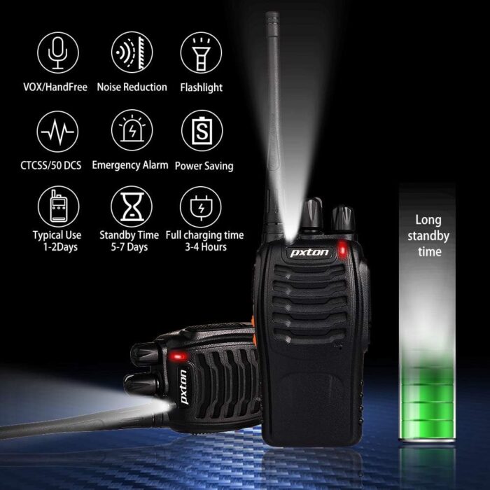 Walkie Talkies Rechargeable Long Range Two-Way Radios with Earpieces,2-Way Radios UHF Handheld Transceiver Walky Talky with Flashlight Li-ion Battery and Charger（2 Pack） - Image 2