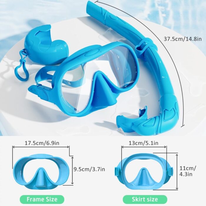 NARUTOO Snorkel Set Adults, Fashionable Macaron Colors Frameless Snorkeling Mask, Ultra Wide View Anti-Fog Snorkel Mask Set, Portable Professional Diving Snorkeling Set - Image 6
