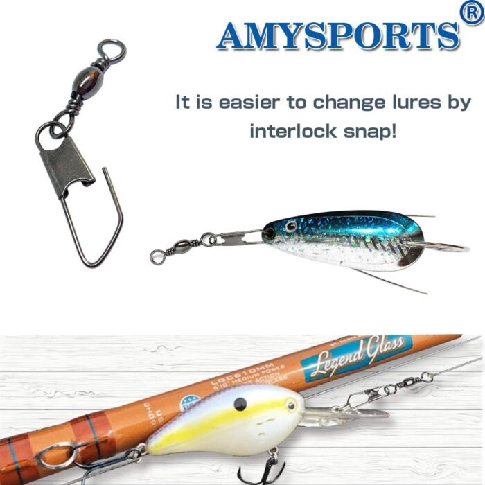 AMYSPORTS Stainless Steel Snap Swivel Saltwater High Strength Snaps Fishing Barrel Line Connector Fishing Swivels Barrel Safety Snap Fishing Tackle Stainless Steel Accessories - Image 6