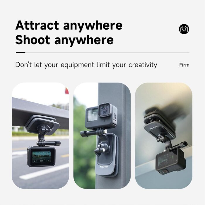 TELESIN Magnetic Mount, 360° Rotating Backpack Clip with Phone Holder for Go Pro iPhone Accessories for Hero 13 12 11 10 Akaso Insta360 X5 X4 X3 Ace Pro 2 DJI Action 5 Pro 4 3 Pocket 3 Bike Motorcycle - Image 3