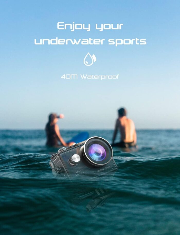 Apexcam Action Camera 4K Sports Cameras 20MP 40M 170°Wide-Angle WiFi Waterproof Underwater Camera with 2.4G Remote Control 2 Batteries 2.0'' LCD Ultra HD Camera with Mounting Accessories Kit - Image 6