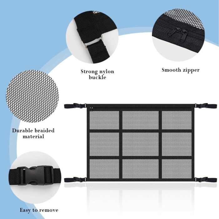 Car Ceiling Cargo Net,Double Layer Large Capacity Overhead Cargo Net for Car with Zip Seals,Road Trip Essentials Truck Organizer on Truck SUV Roof - Image 5