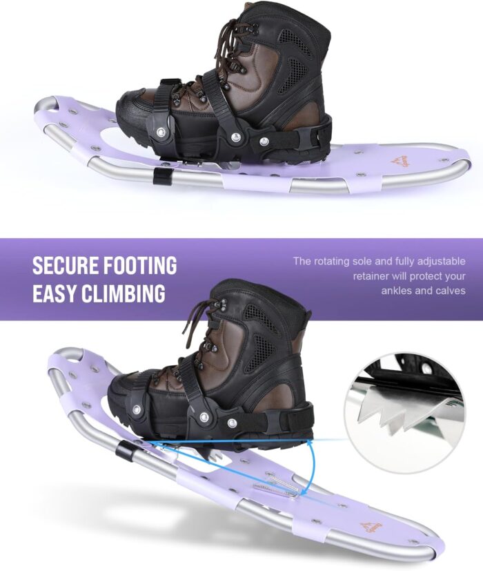 Gpeng Snowshoes for Men Women Youth Kids, Light Weight Aluminum Snow Shoes with Trekking Poles, Crampon Protector and Carrying Tote Bag (Navy Blue, 21 inch) - Image 8