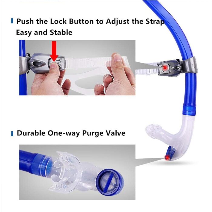 Swim Snorkel for Lap Swimming,Adult Swimmers Snorkeling Gear for Swimming Snorkel Training in Pool and Open Water,Snorkle Center Mount Silicone Mouthpiece One-Way Purge Valve - Image 6