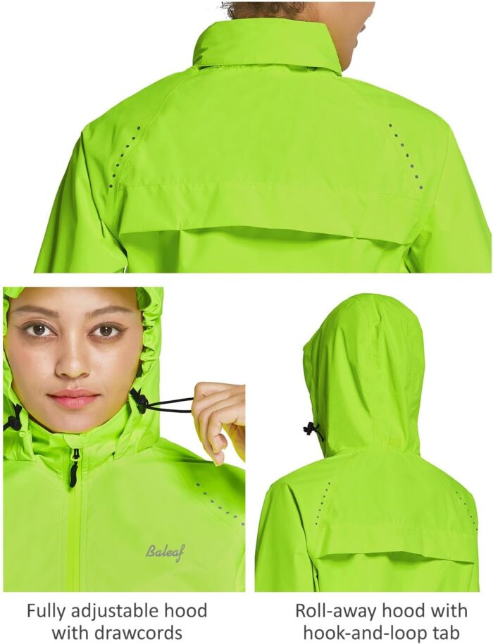 baleaf Women's Rain Jackets Waterproof Windbreaker Packable Running Lightweight Cycling Jacket Reflective Hooded - Image 5