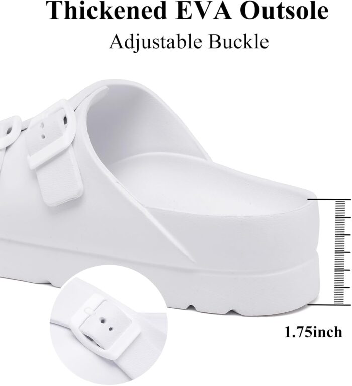 Womens Platform Sandals with Arch Support, Adjustable Buckle Beach Sandal Woman Comfort Lightweight Ultra Cushion EVA Slides - Image 4