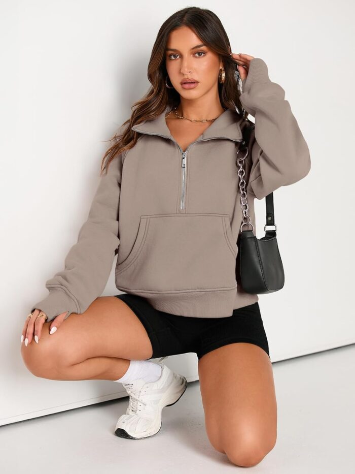 AUTOMET Womens Sweatshirts Half Zip Cropped Pullover Fleece Quarter Zipper Hoodies 2025 Fall Fashion Outfits Clothes - Image 4