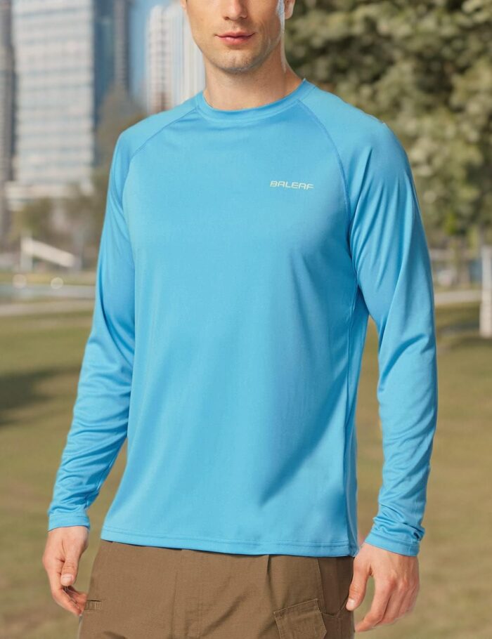 baleaf Men's Sun Protection Shirts UV SPF UPF 50+ Long Sleeve Rash Guard Fishing Running Quick Dry Lightweight - Image 7