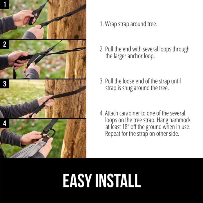 GORILLA GRIP Durable Portable Camping Hammock, Holds 500lbs with Heavy Duty Tree Straps, Comfortable Travel Swing, Camp Hammocks, Easy to Use and Install, Outdoor Essentials, Blue, 10x6.5 FT - Image 7