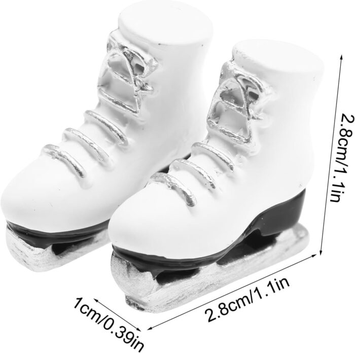 White Dollhouses Miniature Ice Skates - Miniature White Roller Skates, Scale Accessory Roller Shoes Winter Sports Shoes, Realistic Skating Shoes for Playhouse Decor Dollhouse Accessories - Image 2