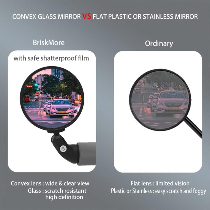 Bike Mirrors,Bike Bar End Mirror, HD Glass Convex Lens Bicycle Rearview Mirror, Safe Cycling Rearview Mirror, Easy to Install - Image 4