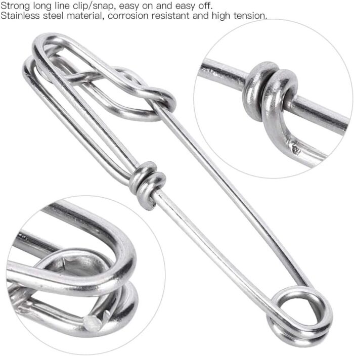 Fishing Clips, Pack of 15 Stainless Steel Tuna Clips Longline Branch Hangers Snap Fishing Tackle Connector Fishing Accessory Easy On Off Mountaineering Camping Supplies - Image 6