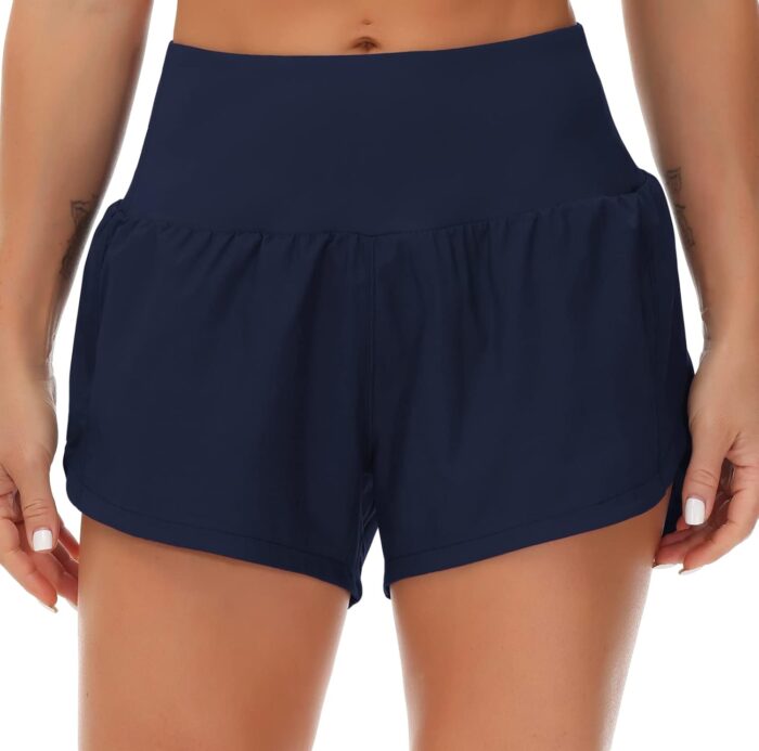 THE GYM PEOPLE Womens High Waisted Running Shorts Quick Dry Athletic Workout Shorts with Mesh Liner Zipper Pockets - Image 2